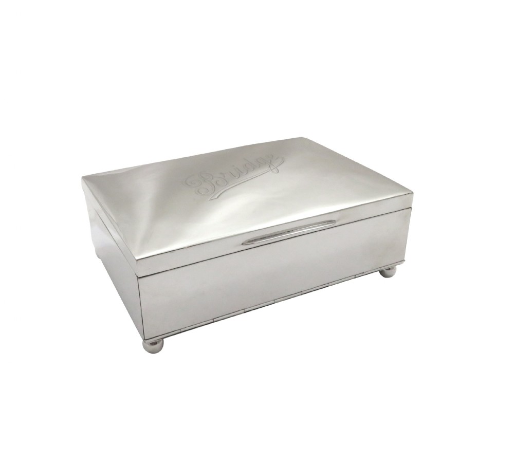 Antique George V Sterling Silver 'Bridge' Card Box 1915 View IV