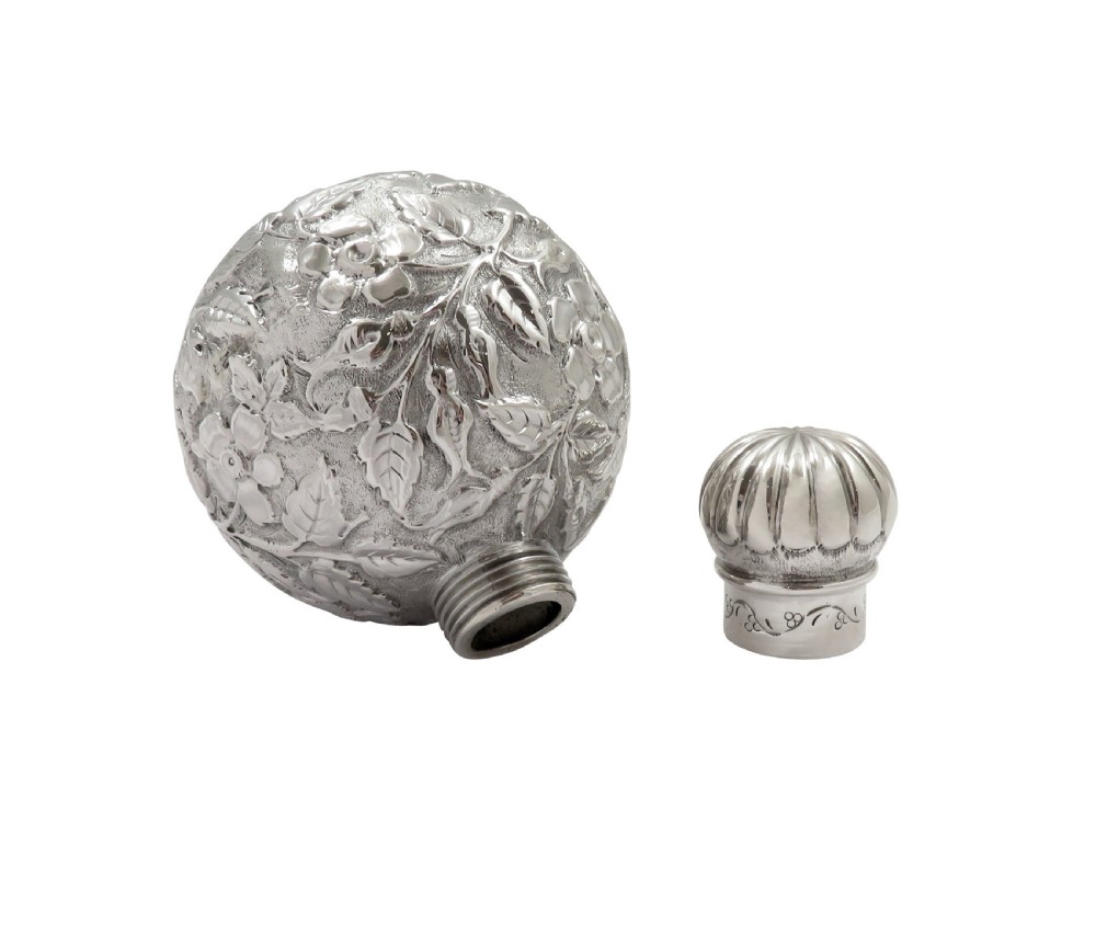 Antique Victorian Sterling Silver Perfume / Scent Bottle 1887 View V