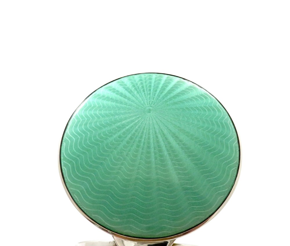 Antique Sterling Silver & Green Enamel Trinket Box View V