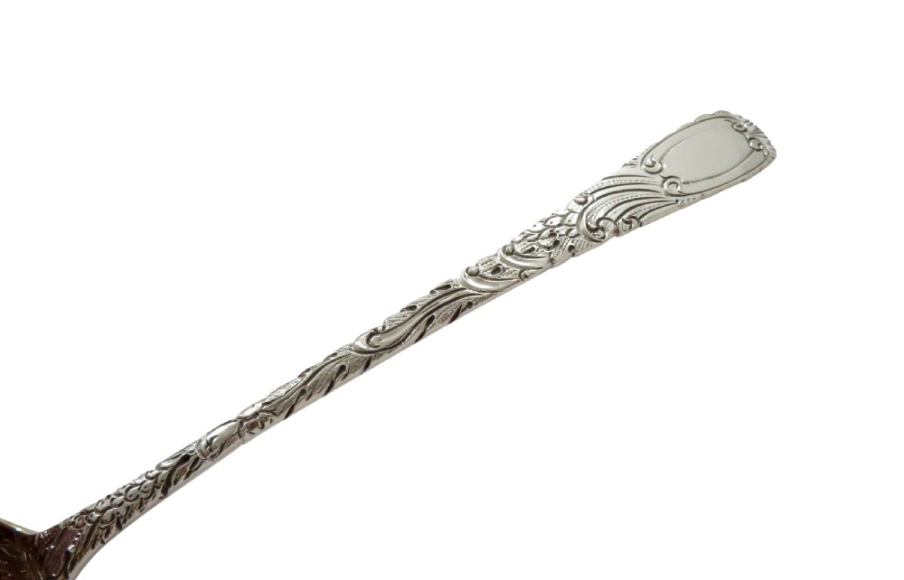 Pair of Antique Georgian Sterling Silver Pierced Berry Spoons in Case 1790/91 View X