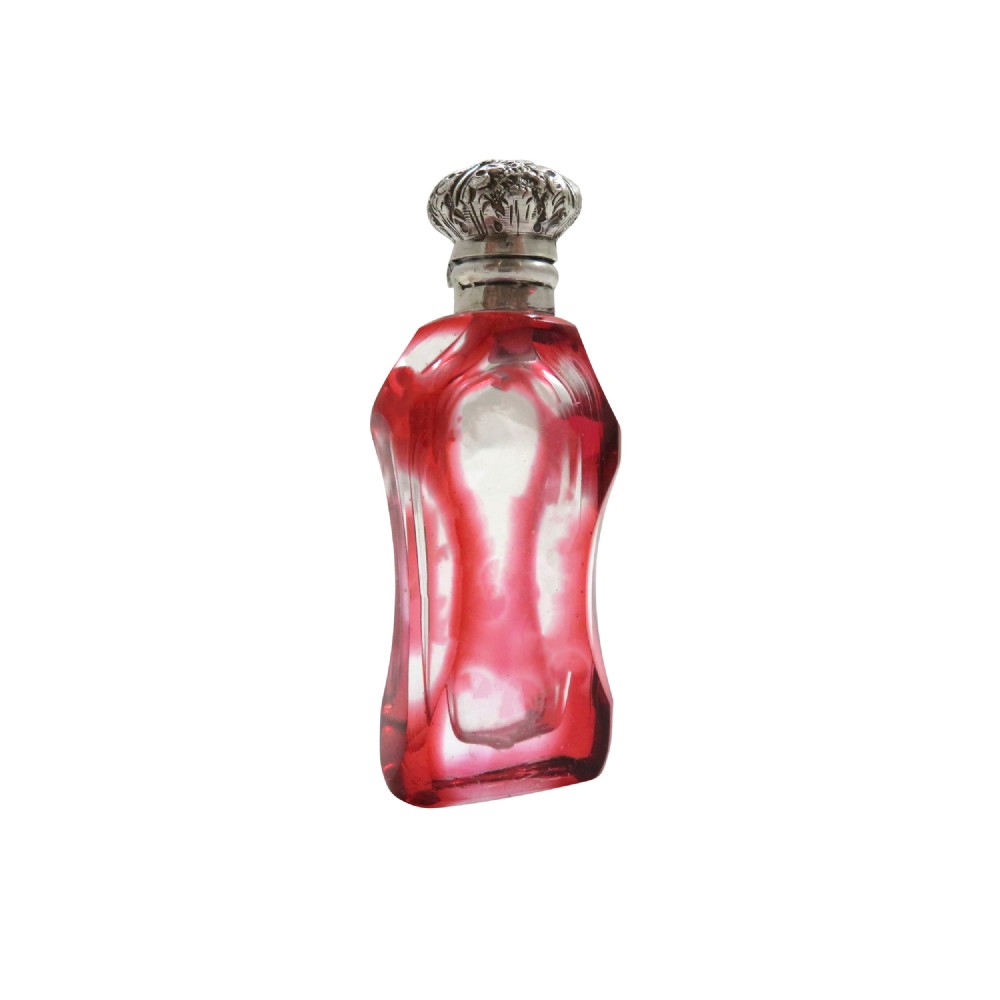 Antique Silver & Red Overlay Glass 2