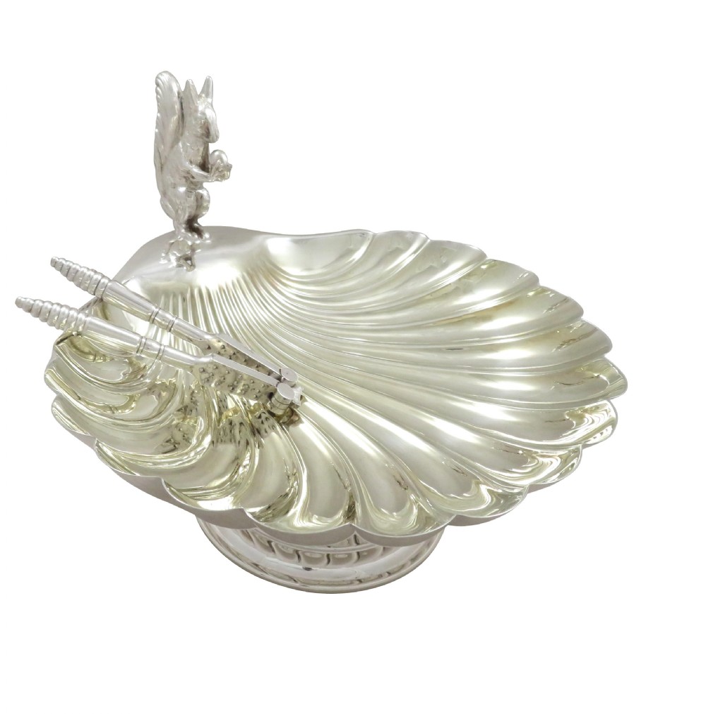 Antique Edwardian Silver Plated Squirrel Nut Dish / Bowl c1900 View II