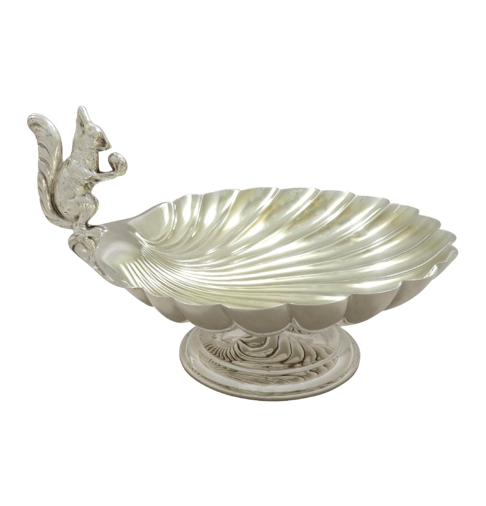 Antique Edwardian Silver Plated Squirrel Nut Dish / Bowl c1900 View IV