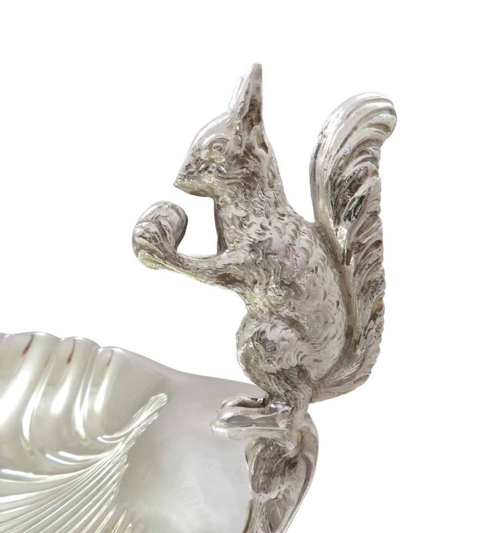 Antique Edwardian Silver Plated Squirrel Nut Dish / Bowl c1900 View V
