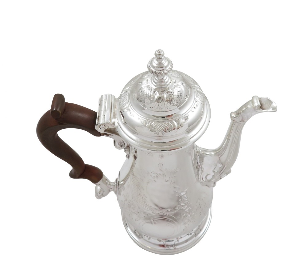 Antique Georgian Sterling Silver Bachelor Coffee Pot 1765 View IV