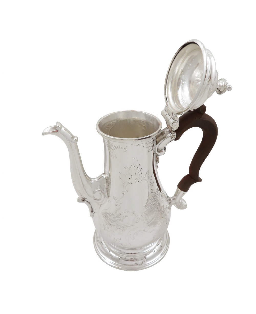Antique Georgian Sterling Silver Bachelor Coffee Pot 1765 View VII