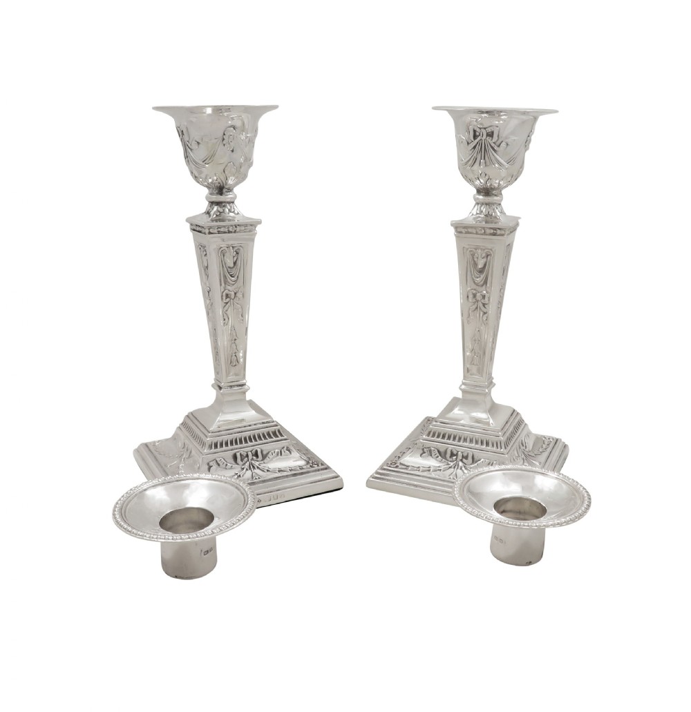 Pair of Vintage Sterling Silver 'Rams Heads' Candlesticks  View IV