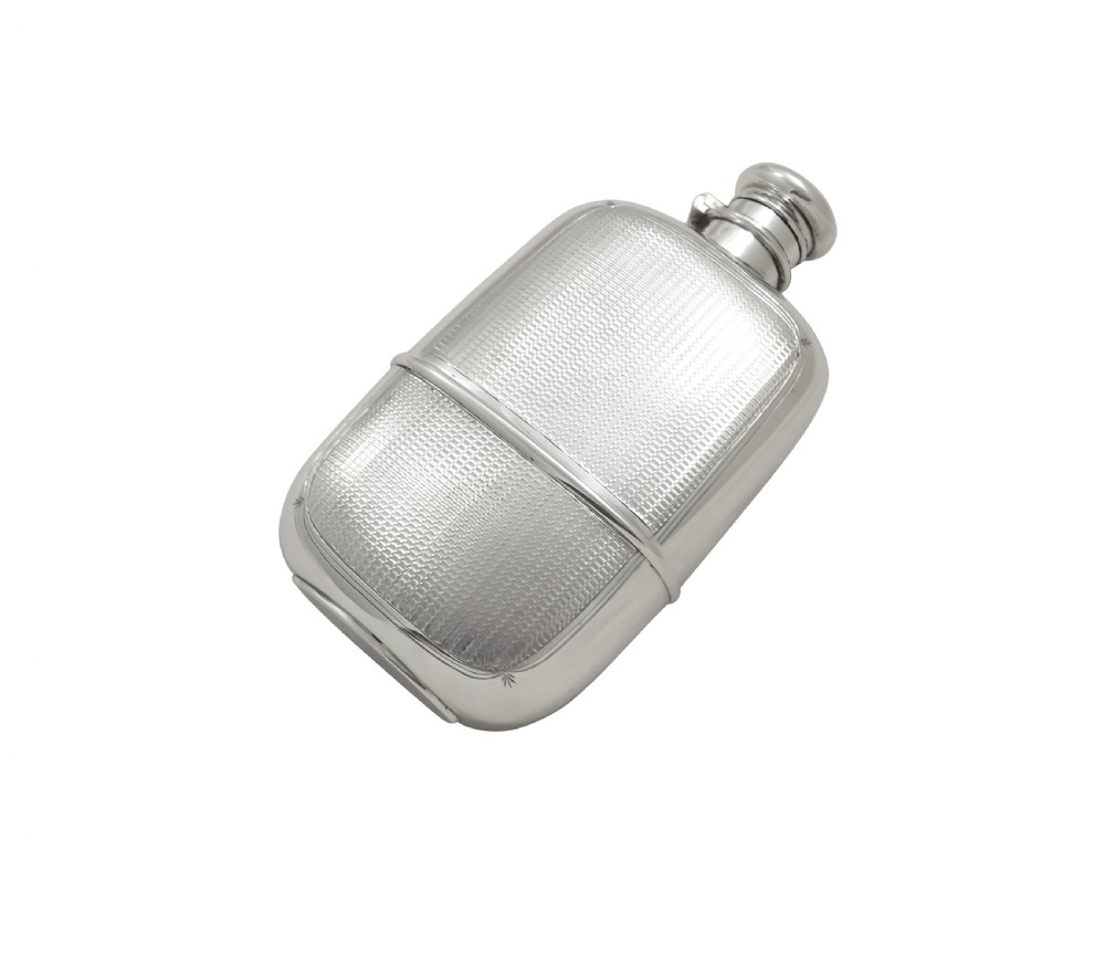 Antique Victorian Sterling Silver Hip Flask - Exeter 1882 View IV