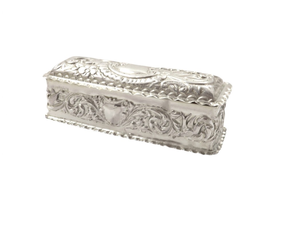 Antique Victorian Sterling Silver Ring Box 1899 View V