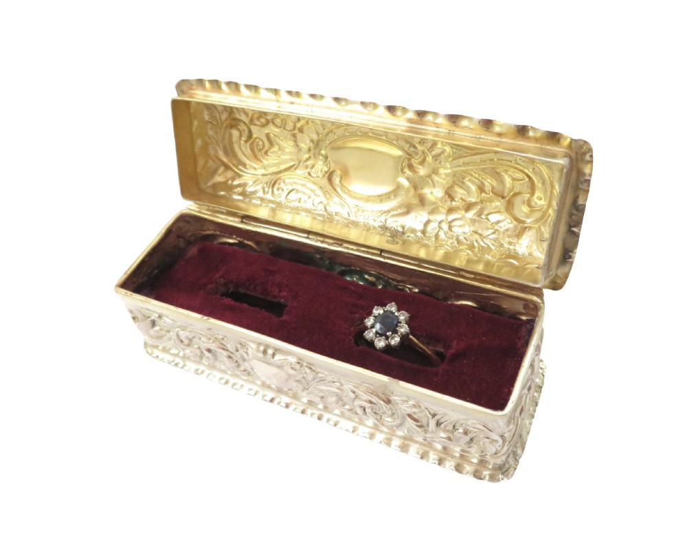 Antique Victorian Sterling Silver Ring Box 1899 View VI