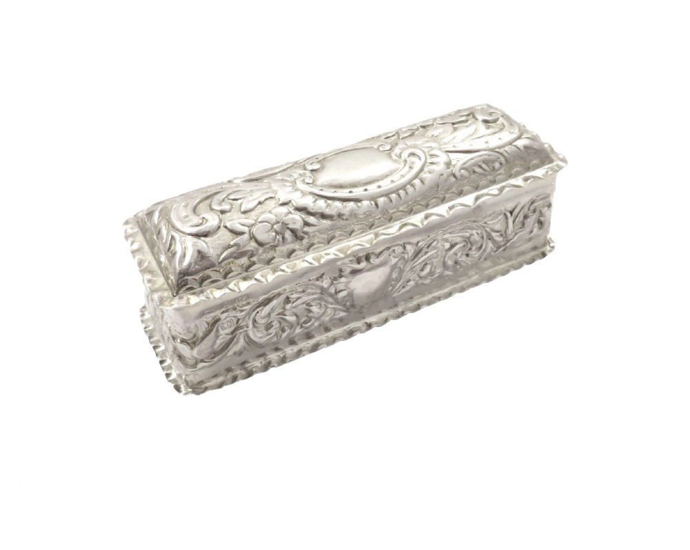 Antique Victorian Sterling Silver Ring Box 1899 View VII