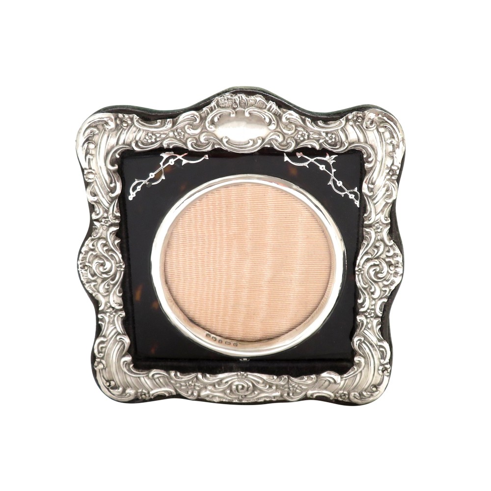 Antique Edwardian Sterling Silver & Tortoiseshell Photo Frame 1904