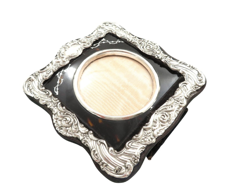 Antique Edwardian Sterling Silver & Tortoiseshell Photo Frame 1904 View II