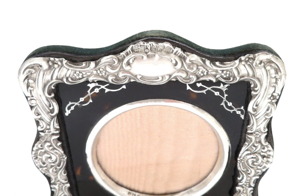 Antique Edwardian Sterling Silver & Tortoiseshell Photo Frame 1904 View VI