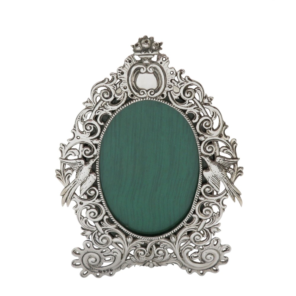 Antique Victorian Sterling Silver 'Birds' Photo Frame 1889