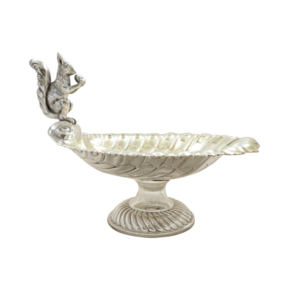 Antique Silver Plated Squirrel Nut Dish / Bowl c1900