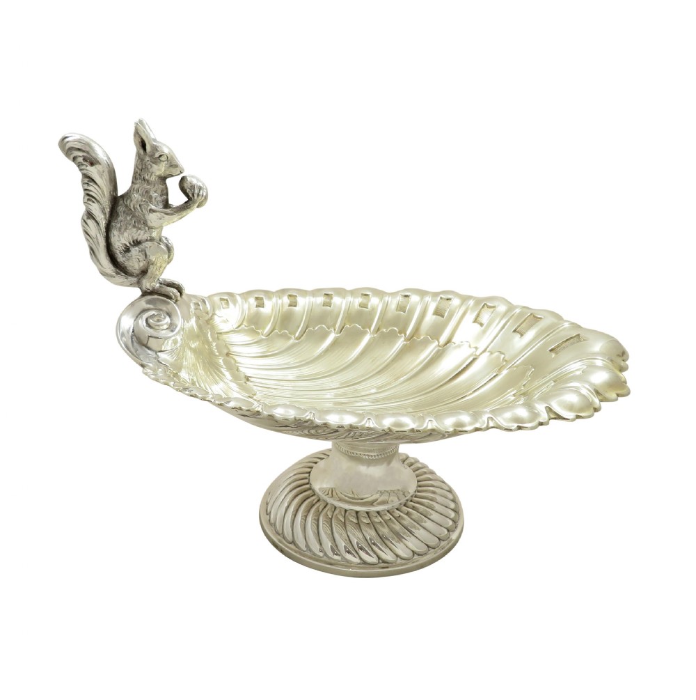 Antique Silver Plated Squirrel Nut Dish / Bowl c1900 View VI