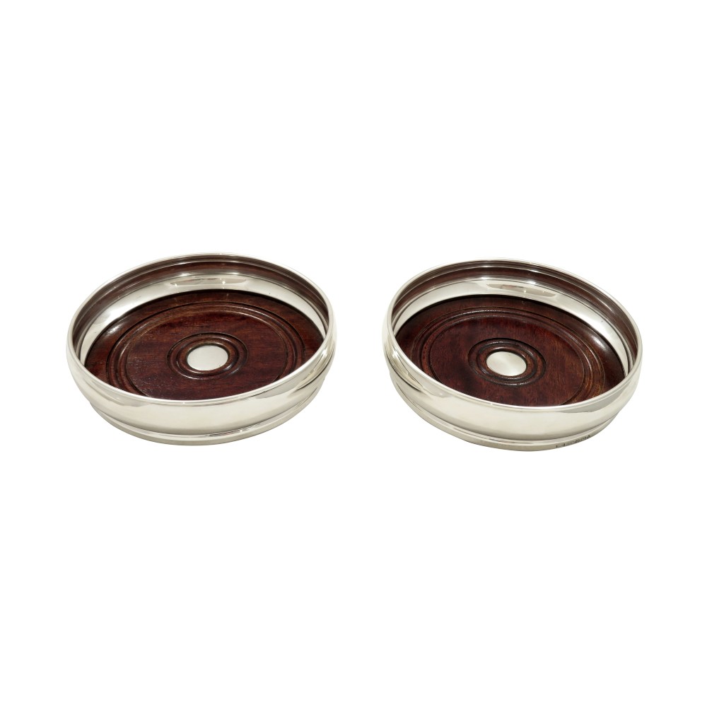 Pair of Vintage Sterling Silver Wine / Champagne Coasters