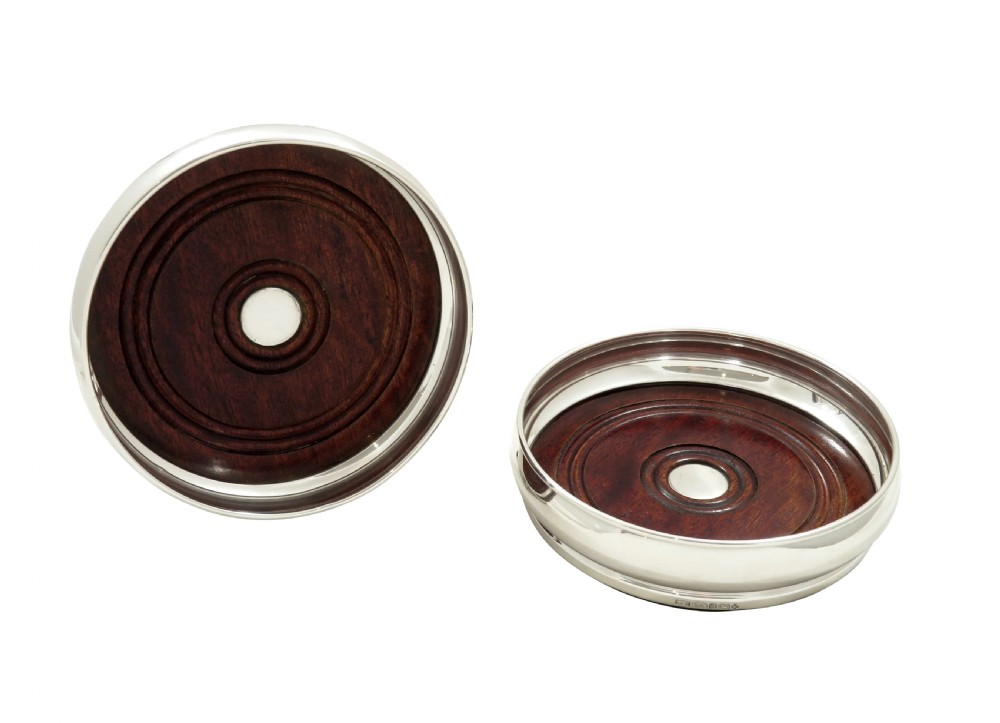 Pair of Vintage Sterling Silver Wine / Champagne Coasters View II