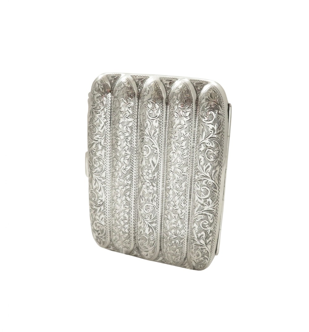 Antique Edwardian Sterling Silver 5 Tube Cigar Case 1909 View II