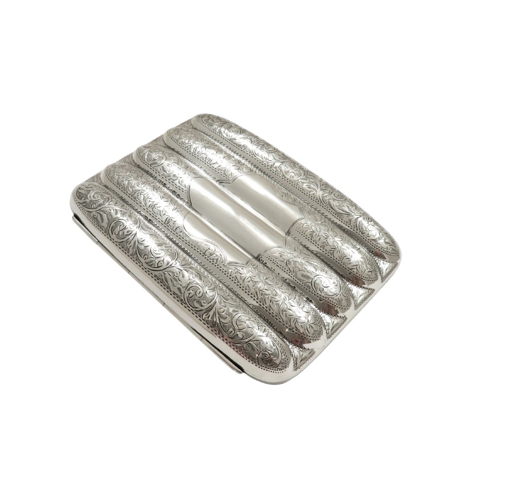 Antique Edwardian Sterling Silver 5 Tube Cigar Case 1909 View IV