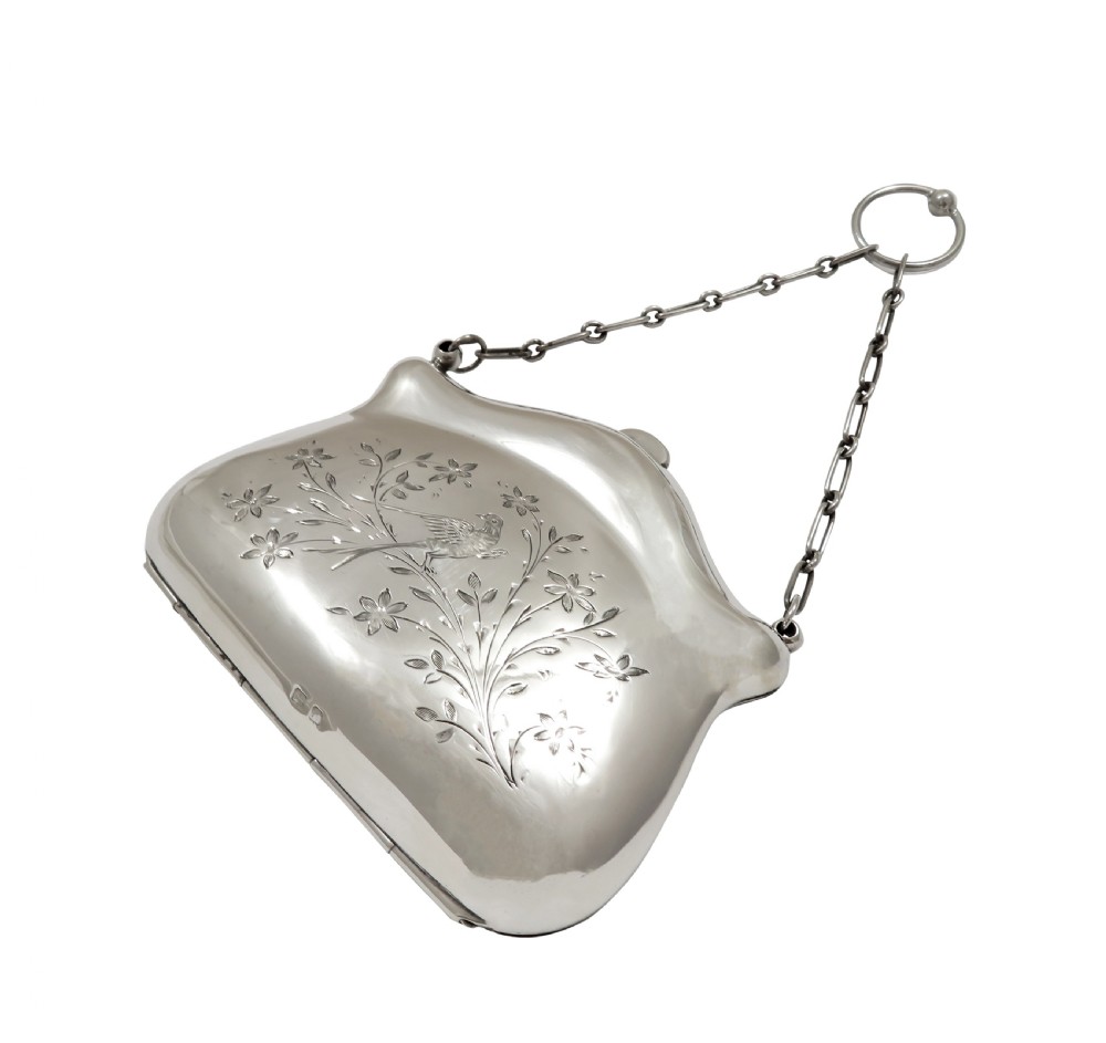 Antique George V Sterling Silver 'Birds' Purse 1916 View IX
