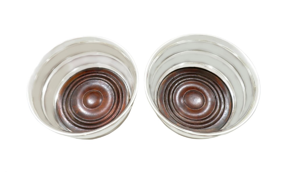 Pair of Vintage Sterling Silver Wine / Champagne Coasters View V
