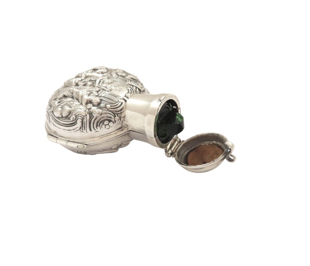 Antique Victorian Sterling Silver Cased Scent / Perfume Bottle 1896 View VI