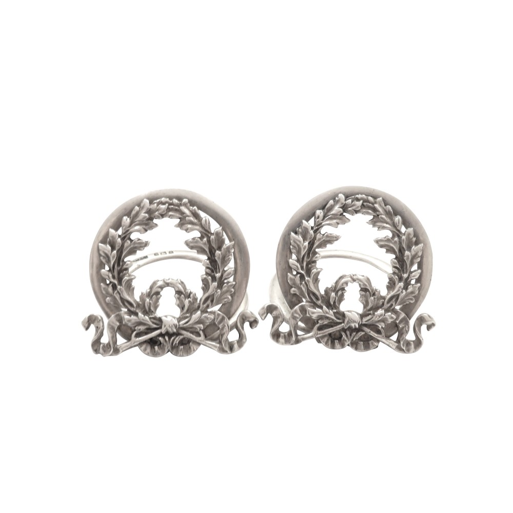 Pair of Antique Edwardian Sterling Silver 'Laurel Wreath' Menu Holders 1904