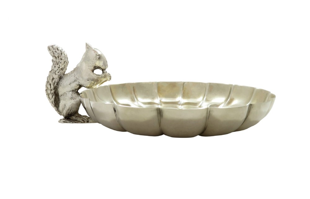 Pair of Antique Edwardian Silver Plated Squirrel Nut Dishes / Bowls c1900 View V