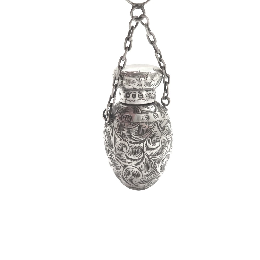 Antique Victorian Sterling Silver Scent / Perfume Bottle 1897