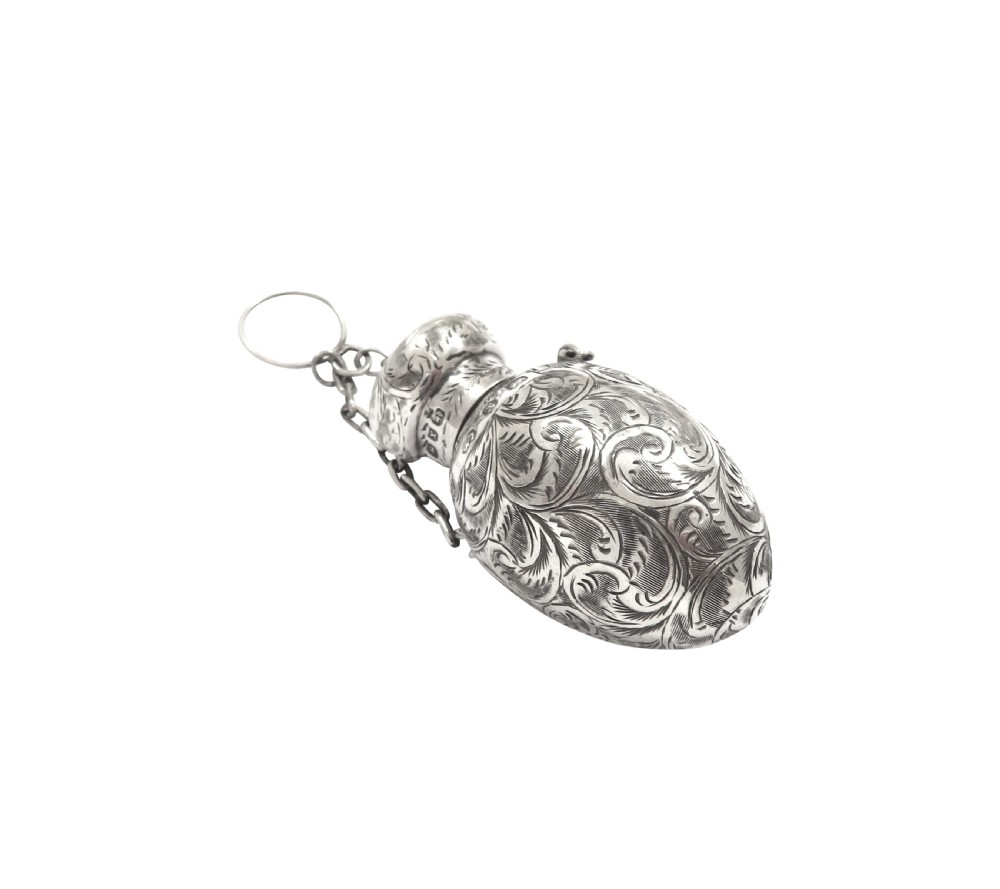 Antique Victorian Sterling Silver Scent / Perfume Bottle 1897 View V