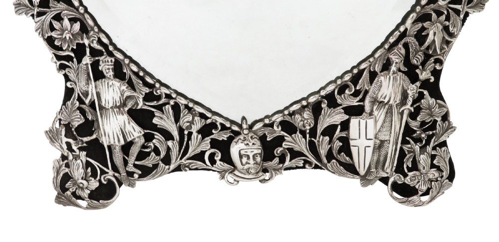 Antique Victorian Sterling Silver 'Heart' Dressing Mirror 1887 - Knights View II