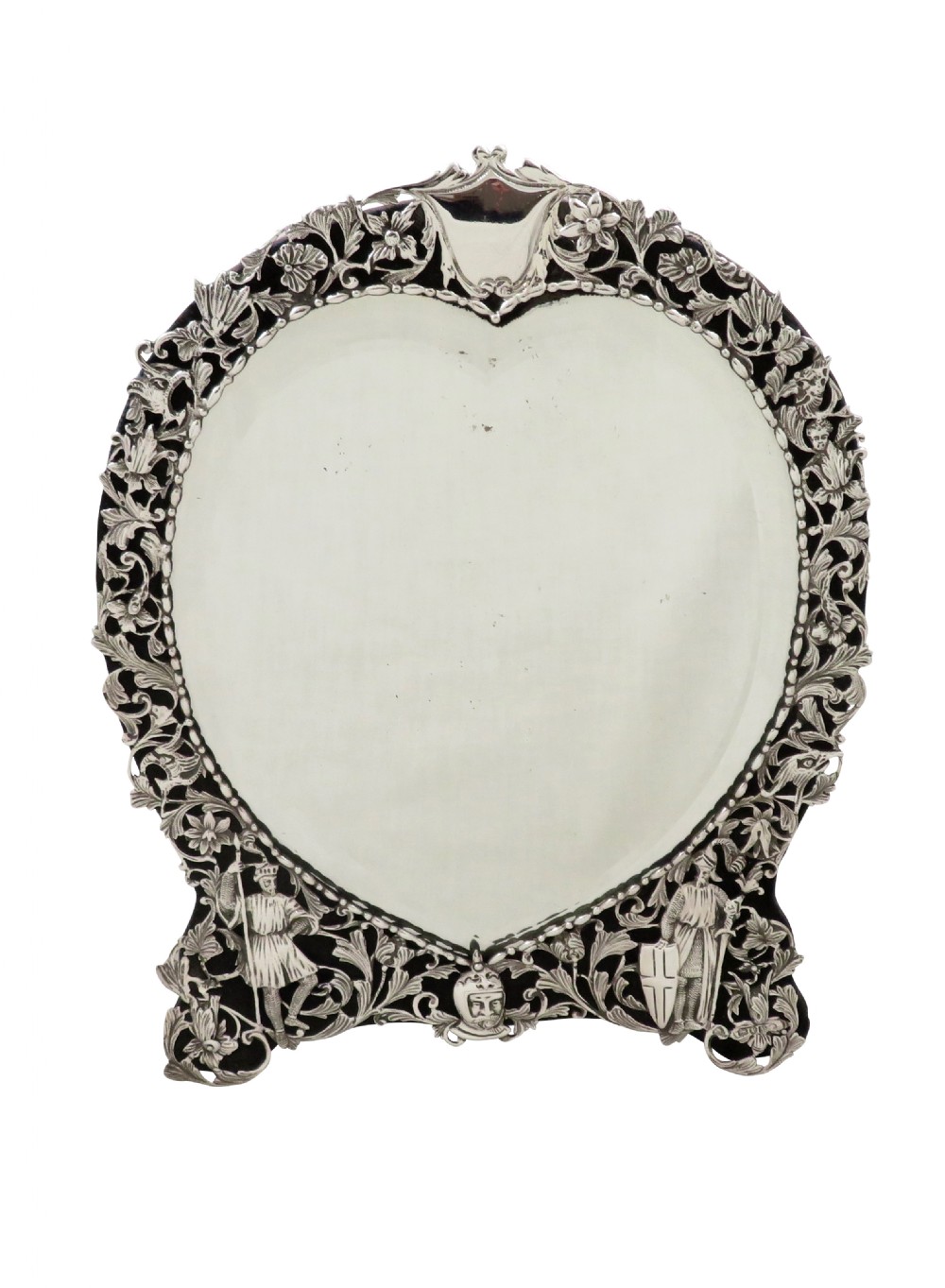 Antique Victorian Sterling Silver 'Heart' Dressing Mirror 1887 - Knights View VI