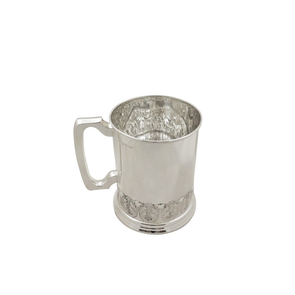Antique Edwardian Sterling Silver Pint Mug / Tankard 1907