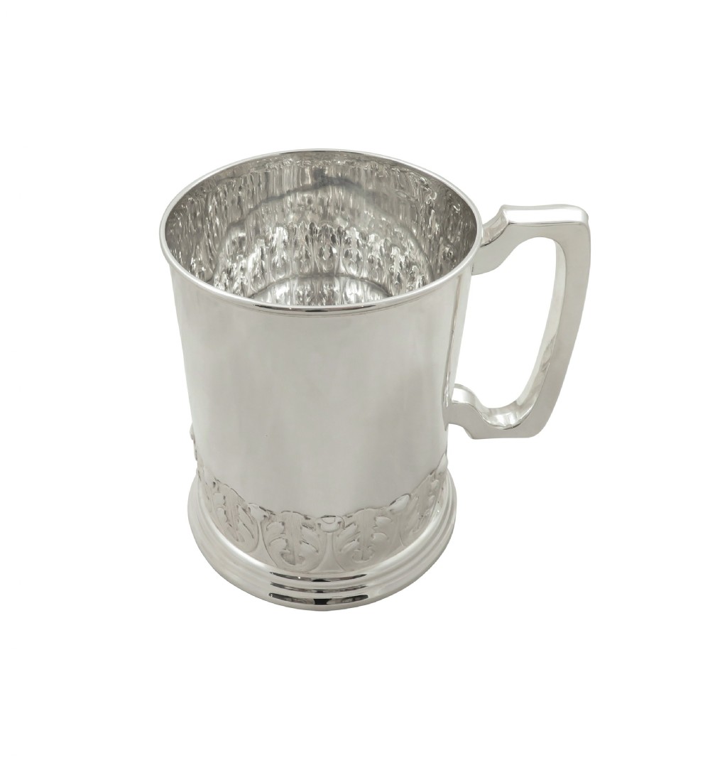 Antique Edwardian Sterling Silver Pint Mug / Tankard 1907 View VII
