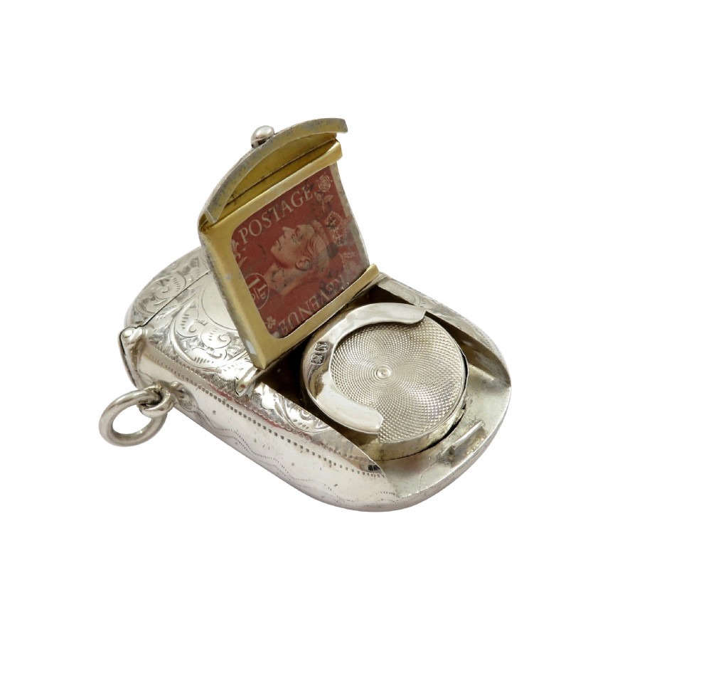 Antique Victorian Silver Combination Vesta, Sovereign, Stamp Case, Toothpick and Pencil Holder 1896 View IX