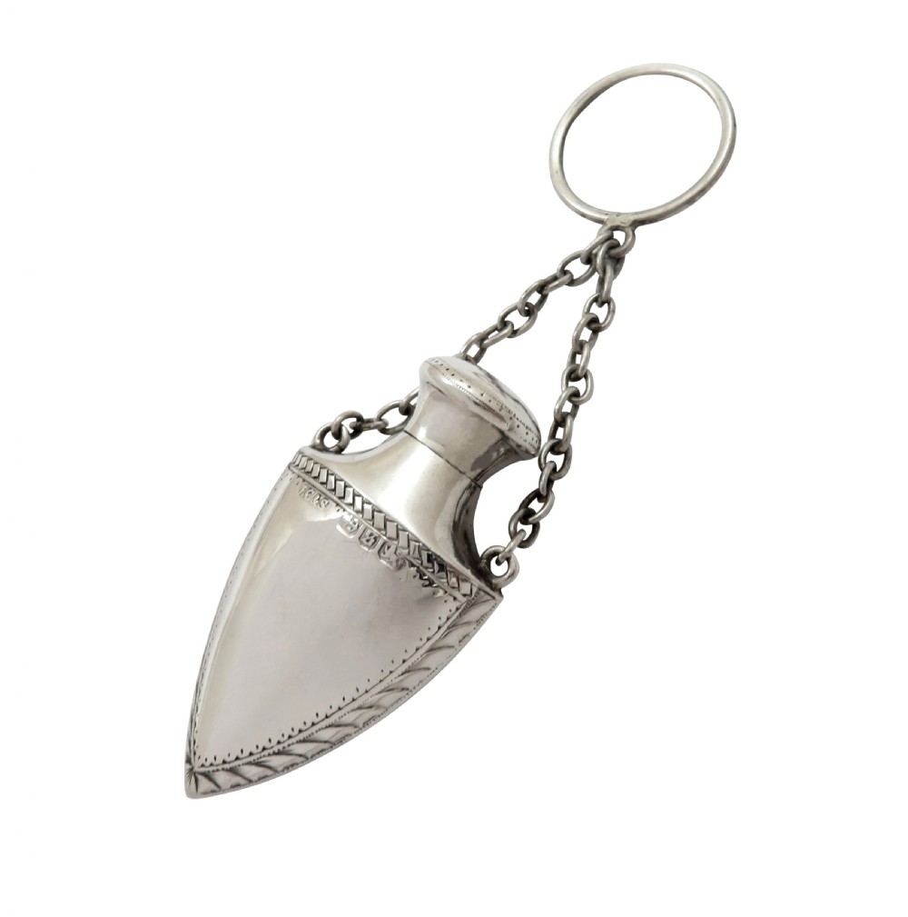 Antique Victorian Sterling Silver Perfume with Inlaid Celtic Cross 1892 View VII