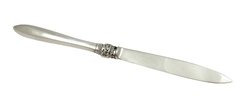 Antique Edwardian Sterling Silver & Green Enamel Letter Knife 1904 View III