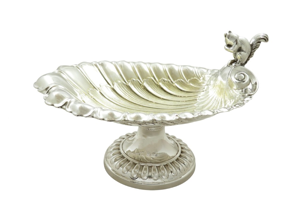 Antique Edwardian Silver Plated Squirrel Nut Dish / Bowl  View III