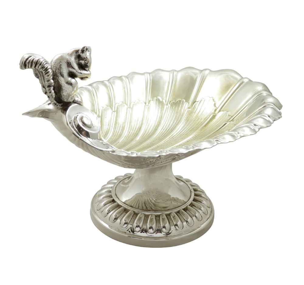 Antique Edwardian Silver Plated Squirrel Nut Dish / Bowl  View V