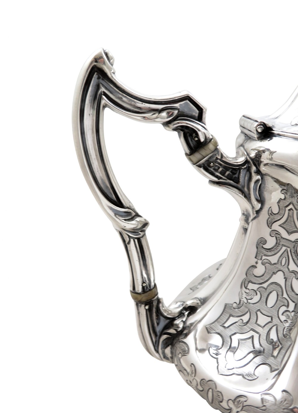 Antique Victorian Sterling Silver Teapot 1850 View IV