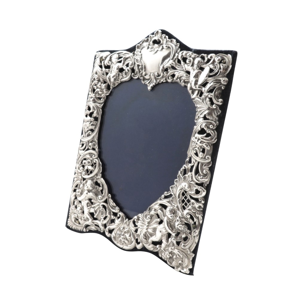 Antique Victorian Sterling Silver 'Cherubs' Photo Frame 1899