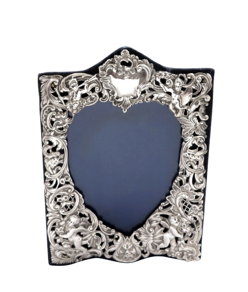 Antique Victorian Sterling Silver 'Cherubs' Photo Frame 1899 View V