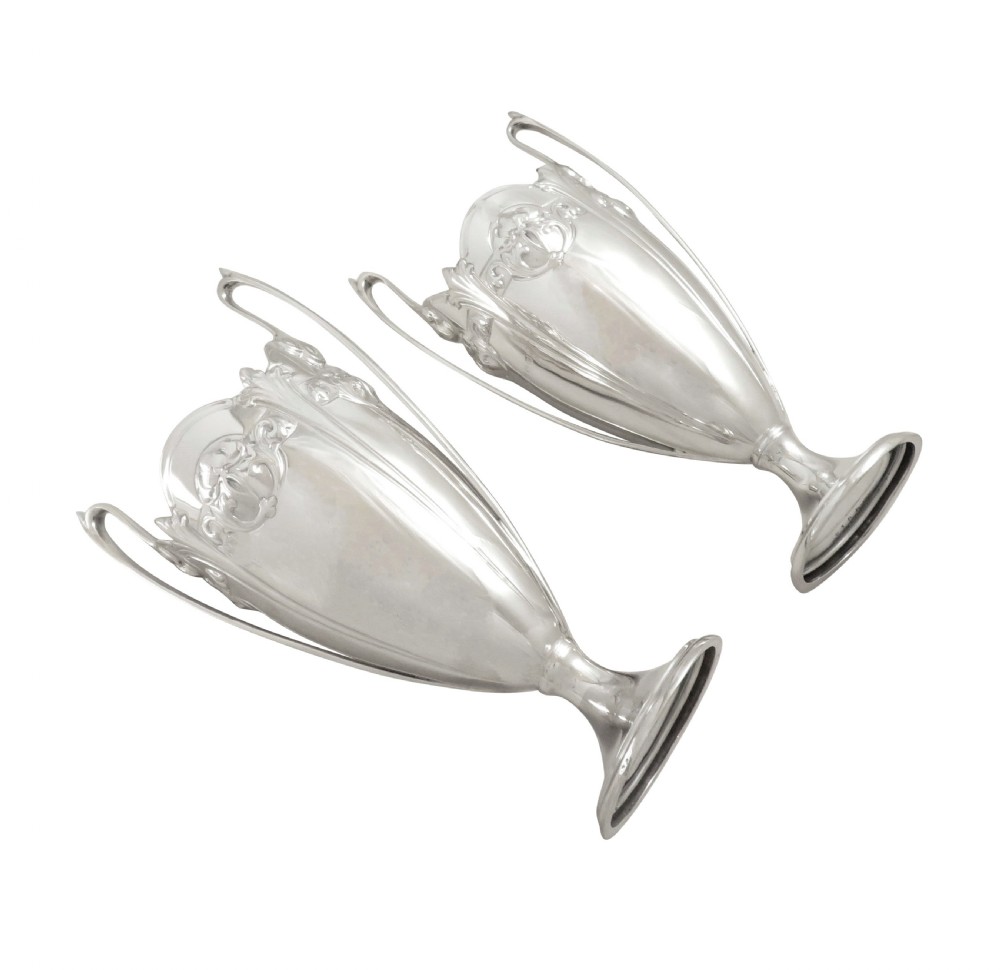 Pair of Antique Edwardian Sterling Silver Vases 1907 View IV