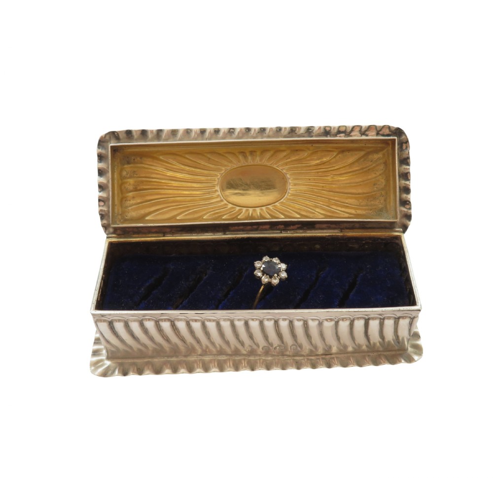 Antique Late Victorian Sterling Silver Ring Box 1900 View II