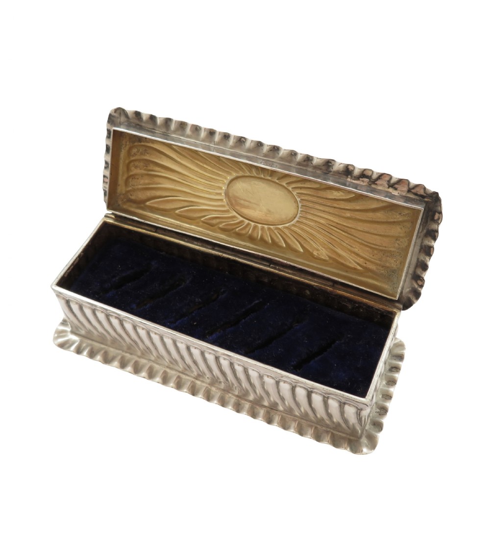 Antique Late Victorian Sterling Silver Ring Box 1900 View V