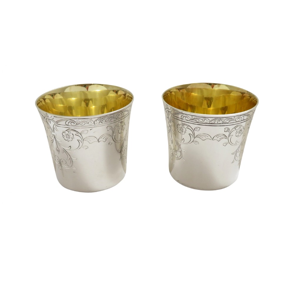 Pair of Sterling Silver Beakers in Presentation Case  View II