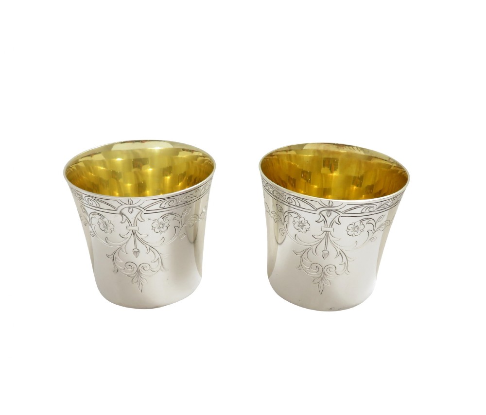 Pair of Sterling Silver Beakers in Presentation Case  View VII