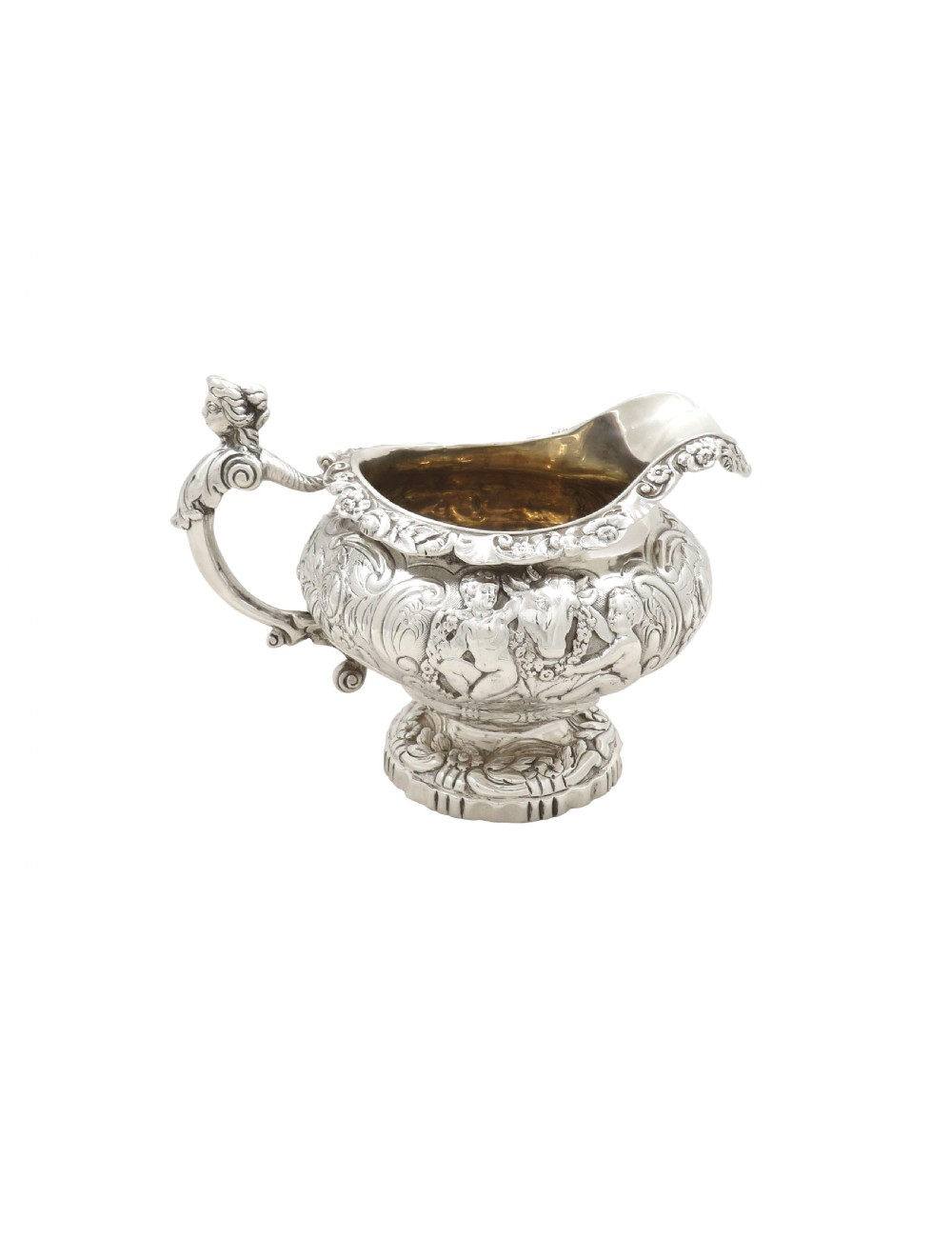 Antique Georgian Silver Jug - Cherubs & Cows - 1818 View IV